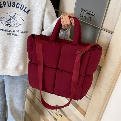 sac de luxe femme sac bandouillère femme MOODS-Sacs à bandoulière carrés pour femmes, sacs à main rembourrés en coton carillon, sac fourre-tout matelassé de grande capacité Lux, printemps, nouveau, 2024