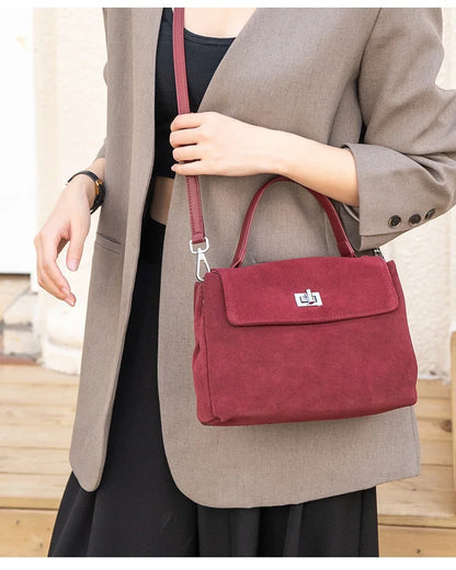 Nouveau sac bandoulière de luxe en cuir véritable et daim naturel pour femme, collection automne-hiver 2026 – Sac messager de créateur pour le quotidien