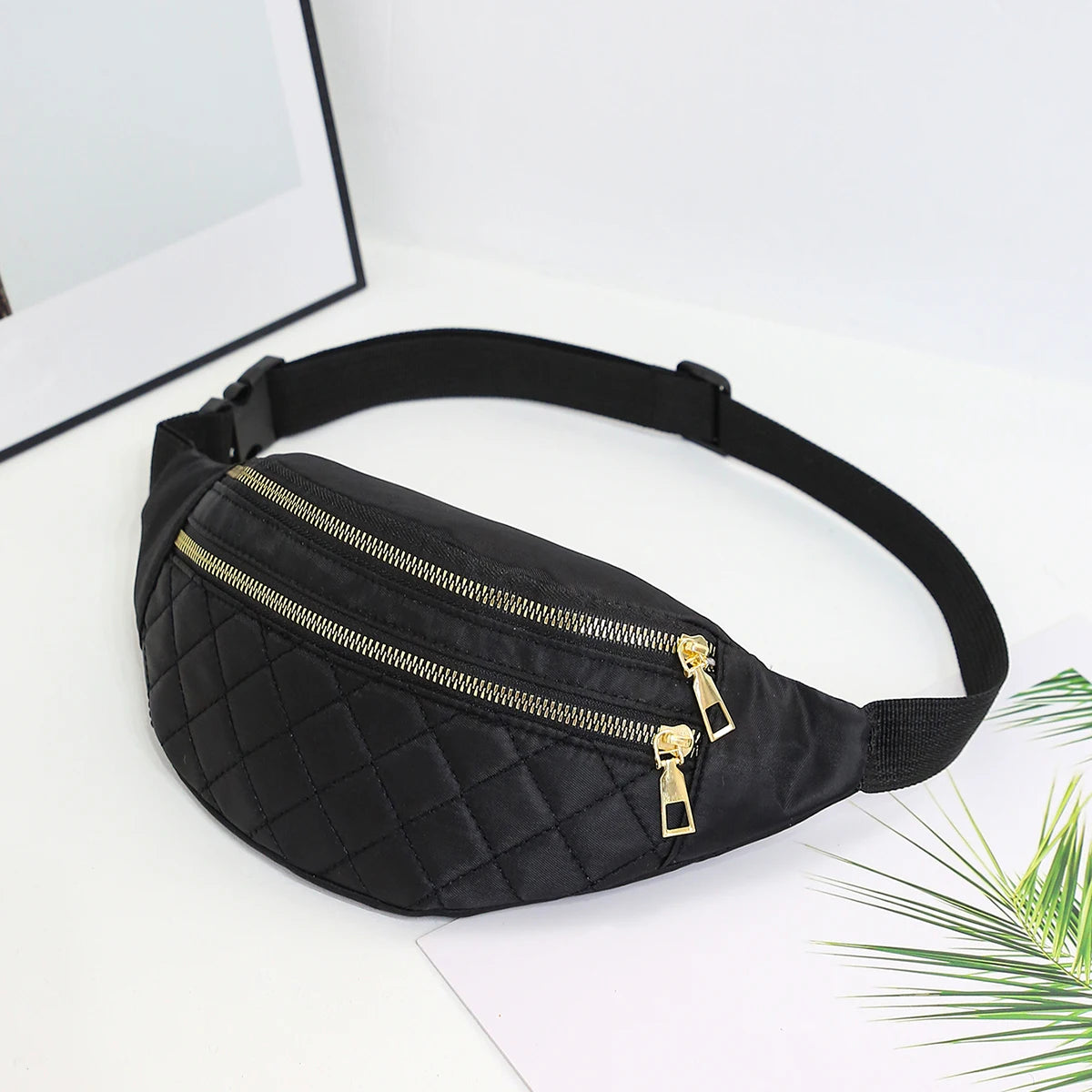 Sac banane noir matelassé