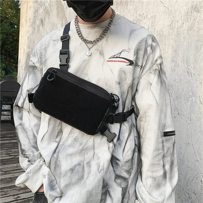 Sac de poitrine tactique unisexe, sac Streetwear Hip Hop, sac de taille fonctionnel, sac de poitrine à bandoulière réglable, sac à dos de gilet d'extérieur