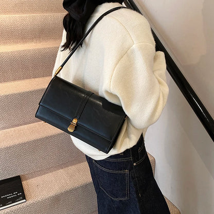 MOODS rétro rabat bandoulière sacs de messager pour femmes en cuir PU couleur Pure petit sac à bandoulière carré sac à main de créateur de luxe 2025