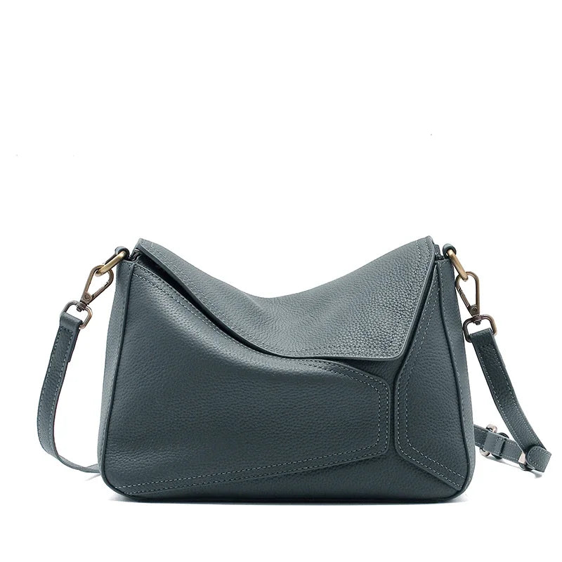 Sac à bandoulière géométrique en cuir de vache 100% pur pour femmes, sac à bandoulière de couleur unie pour dames, grande capacité, oreiller, sac à main de luxe