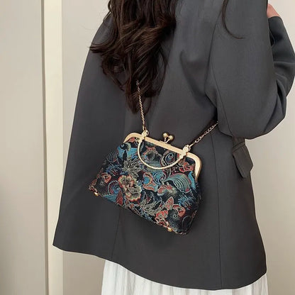 Sac à bandoulière brodé de Style chinois pour femmes, pochette de soirée de mariage, fait à la main, style Boho Vintage, cadeau