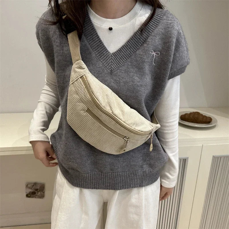 Sac banane femme velours côtelé