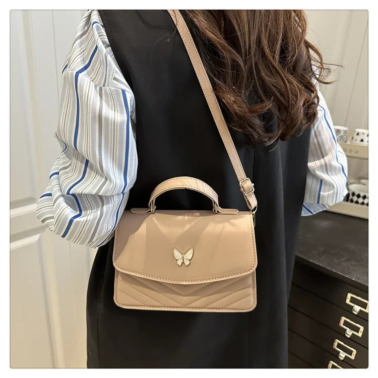 Sac papillon porte-bonheur pour femmes, nouvelle mode, couleur unie, texture simple, tendance, beau sac messager à bandoulière décontracté, portable, petit