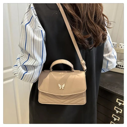 Sac papillon porte-bonheur pour femmes, nouvelle mode, couleur unie, texture simple, tendance, beau sac messager à bandoulière décontracté, portable, petit