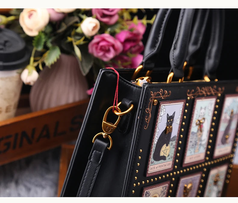 Sac de créateur vintage et de luxe avec broderie délicate impression de chat sac fourre-tout populaire et à la mode pour femmes de grande capacité