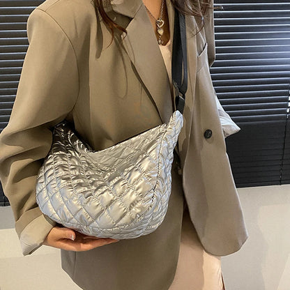 Sac à Main Vintage en Nylon pour Femme, Sous les Bras, Décontracté, Imperméable, Hobo, Matelassé, en Coton