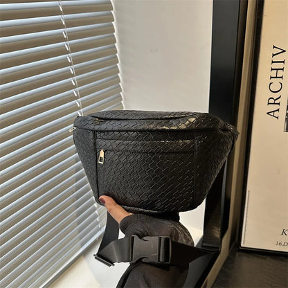 Sac banane cuir tressé