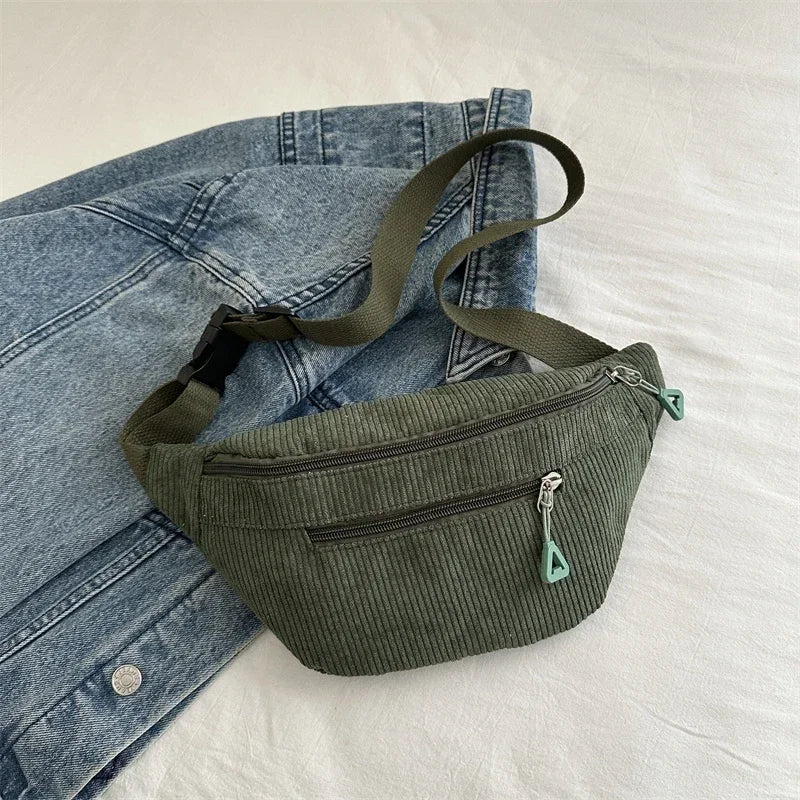 Sac banane femme velours côtelé