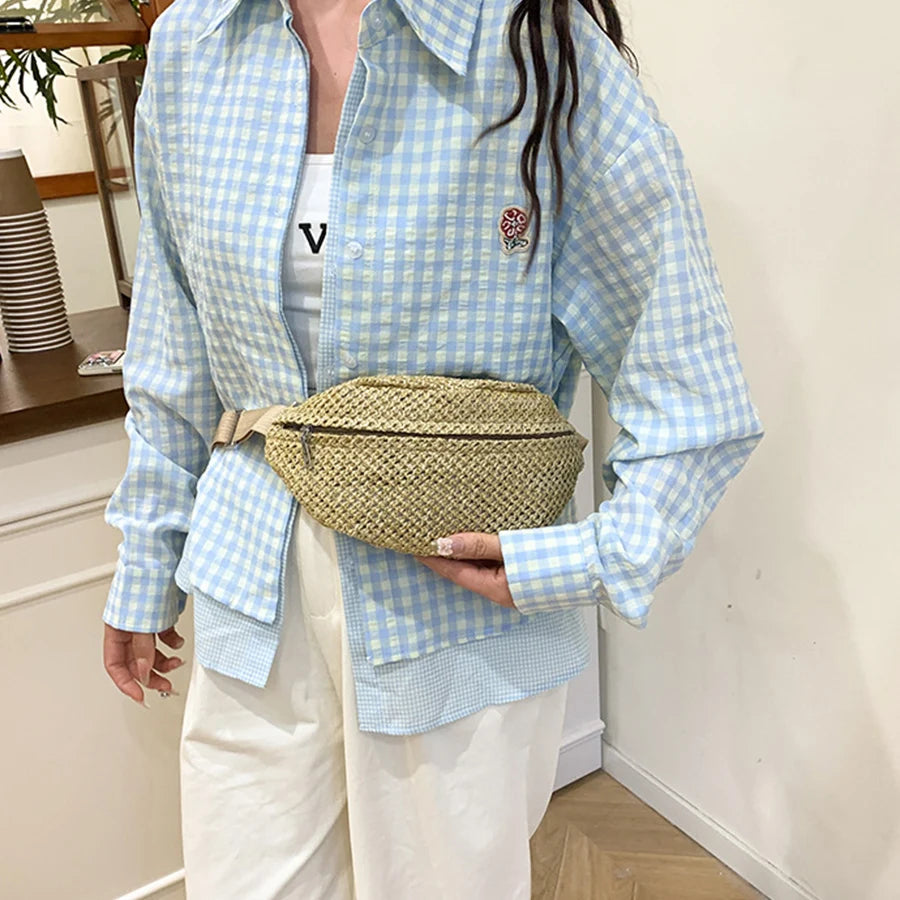 Sac banane femme paille