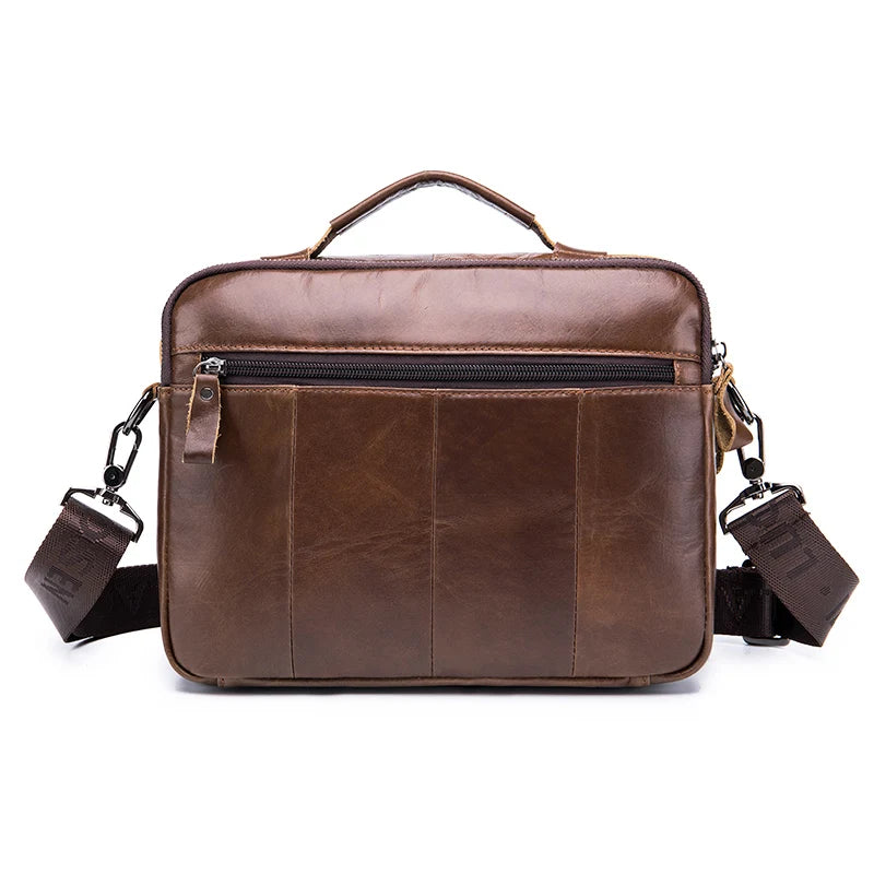 Sac à bandoulière en cuir véritable pour hommes, sac à bandoulière décontracté rétro en peau de vache avec couche supérieure, sac carré à bandoulière pour hommes