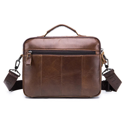 Sac à bandoulière en cuir véritable pour hommes, sac à bandoulière décontracté rétro en peau de vache avec couche supérieure, sac carré à bandoulière pour hommes