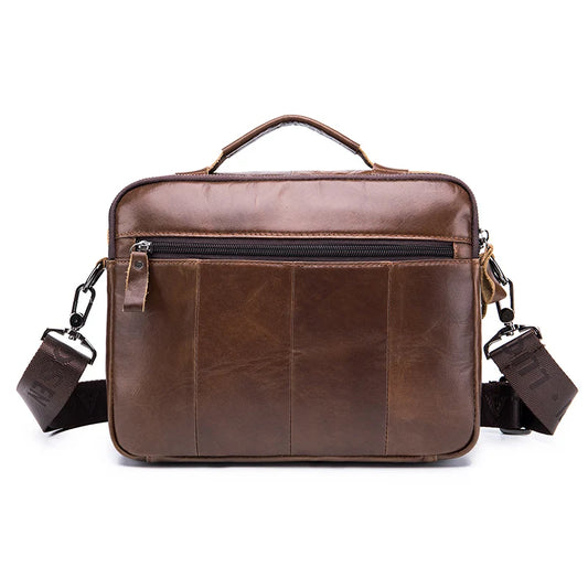 Sac à bandoulière en cuir véritable pour hommes, sac à bandoulière décontracté rétro en peau de vache avec couche supérieure, sac carré à bandoulière pour hommes