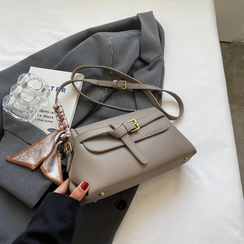 sac a main femme luxe sac de luxe femme haute qualité nouveautés sacs à main MOODS-Sac à bandoulière en cuir PU souple pour femme, motif litchi, ceinture rétro, sac à rabat avec écharpe décorative