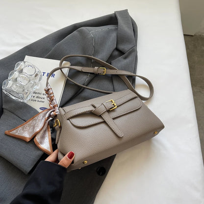 sac a main femme luxe sac de luxe femme haute qualité nouveautés sacs à main MOODS-Sac à bandoulière en cuir PU souple pour femme, motif litchi, ceinture rétro, sac à rabat avec écharpe décorative
