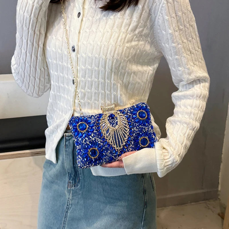 sac de luxe femme pochette soirée femme sac de soirée pour femme Pochettes de soirée en biscuits étincelants pour femmes, sac à bandoulière QueParty Gemstone, sacs à main de créateur, luxe, mariage, Rh, 2024