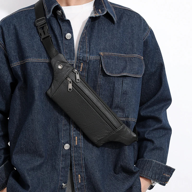 Sac banane cuir plat