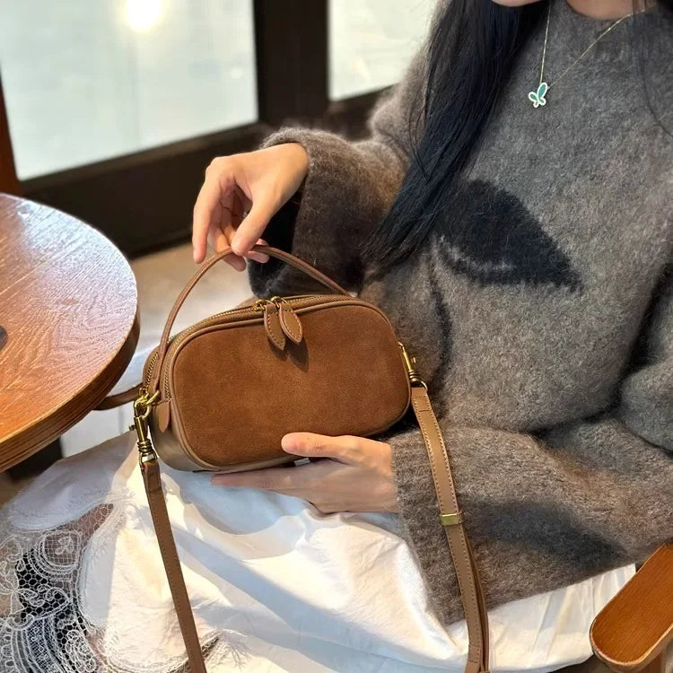 Sac à bandoulière en cuir véritable de vache pour femmes, sac à main en cuir Nubuck de bonne qualité, Design de luxe à la mode
