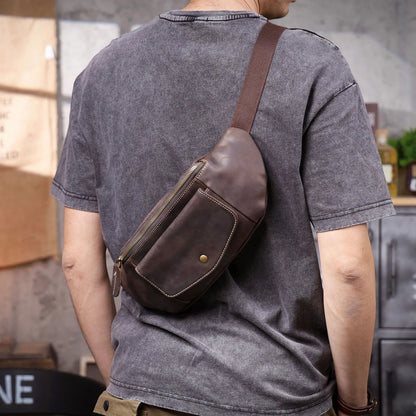 Sac banane homme cuir marron