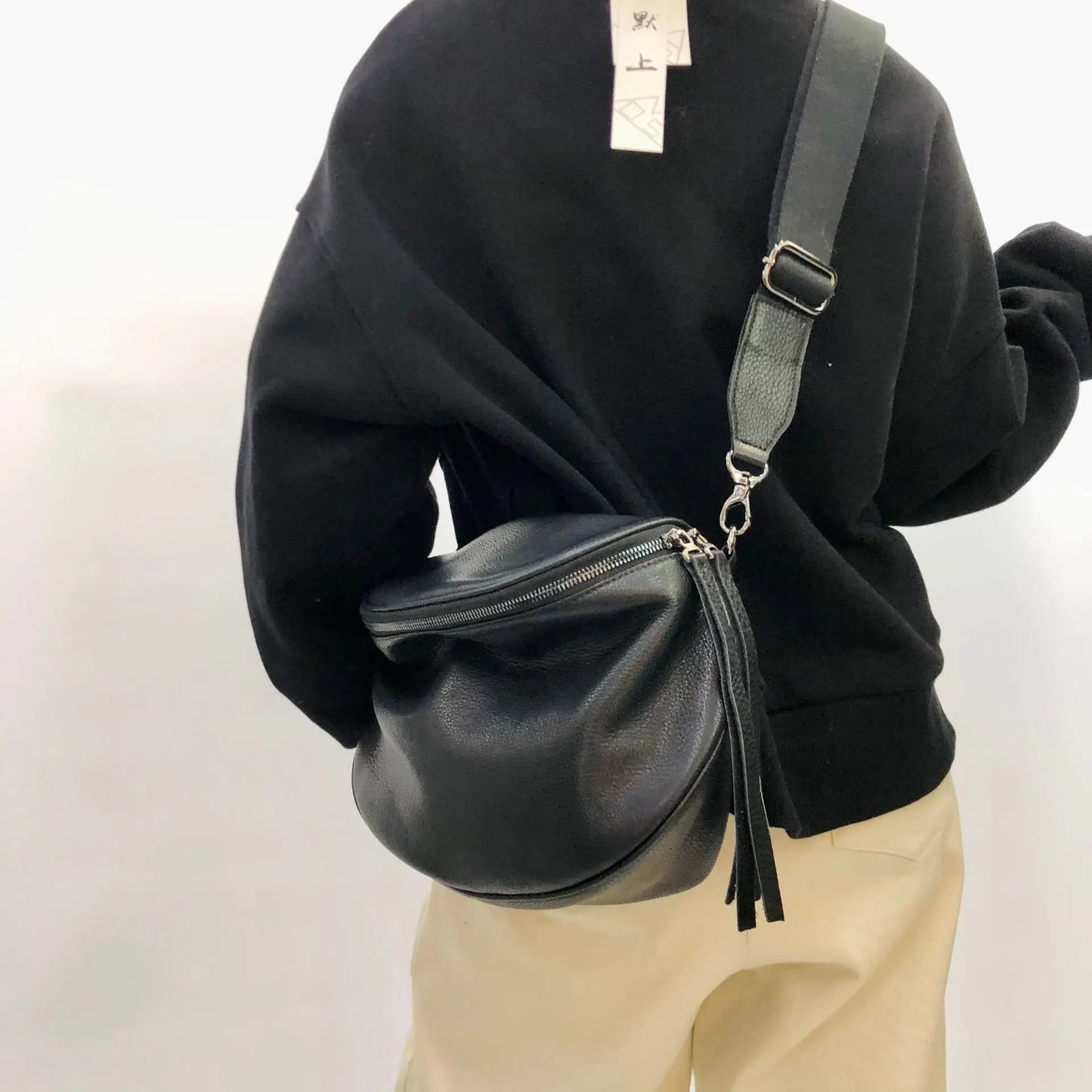 Sac banane femme cuir noir