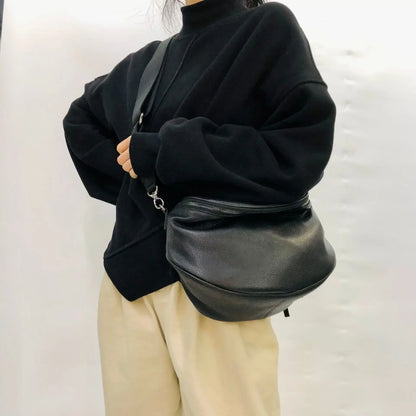 Sac banane femme cuir noir