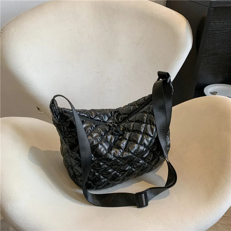 Sac à Main Vintage en Nylon pour Femme, Sous les Bras, Décontracté, Imperméable, Hobo, Matelassé, en Coton