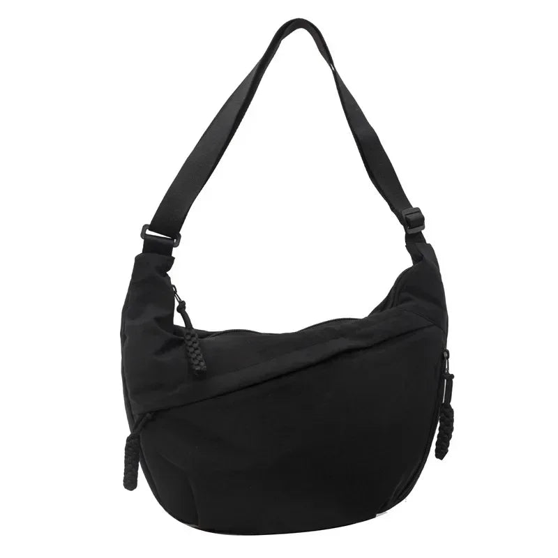 Sac à bandoulière en tissu doux pour femmes, couleur unie, Style étudiant décontracté, grands sacs à main, sacs Hobos pour femmes