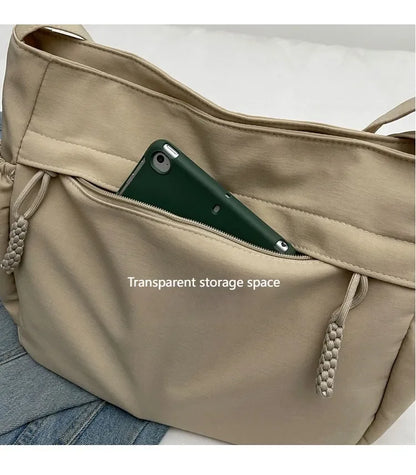 Sac à Bandoulière Hobos en Nylon pour Femme, Sacoche à Fermeture Éclair, Décontractée, Solide, de Grande Capacité, à la Mode, 2025
