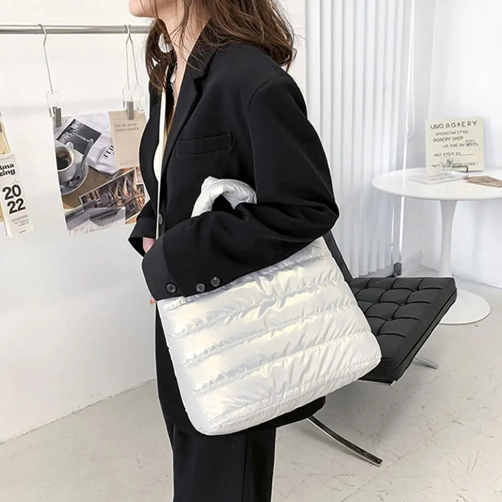 Sac fourre-tout bouffant pour femmes, sac à main bouffant matelassé léger en coton rembourré, sac à bandoulière rembourré en duv