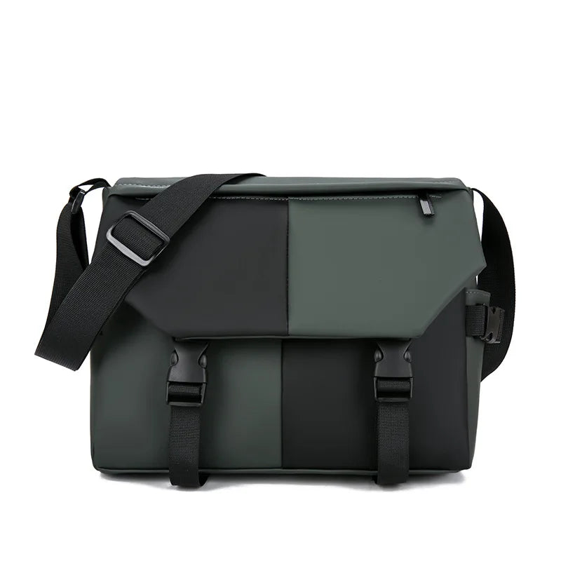 Nouveau sac à bandoulière pour hommes anti éclaboussures haut de gamme polyvalent sac à bandoulière grande capacité décontracté couleur bloquée PU sac pour hommes sacs