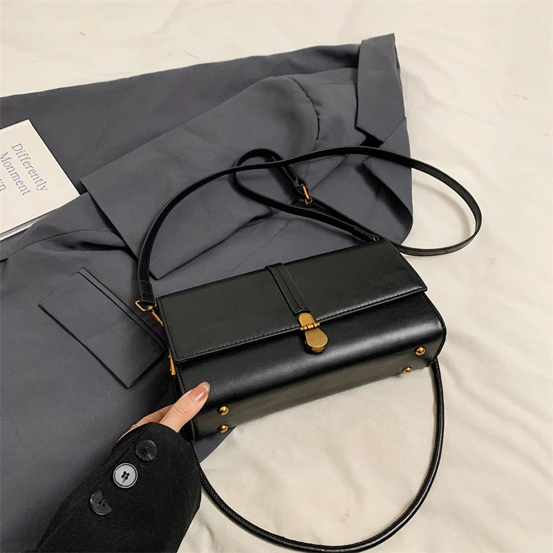 MOODS rétro rabat bandoulière sacs de messager pour femmes en cuir PU couleur Pure petit sac à bandoulière carré sac à main de créateur de luxe 2025