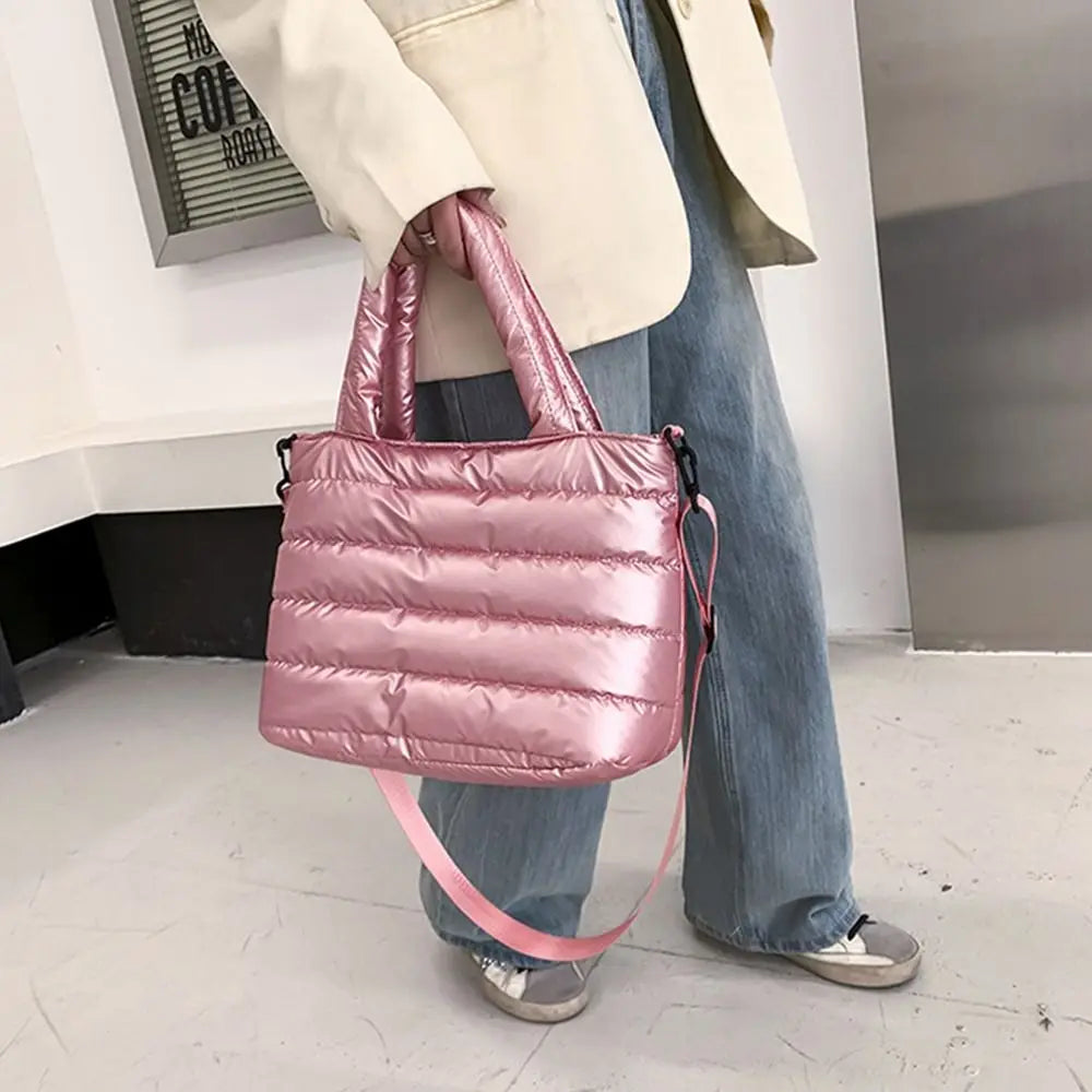 Sac fourre-tout bouffant pour femmes, sac à main bouffant matelassé léger en coton rembourré, sac à bandoulière rembourré en duv