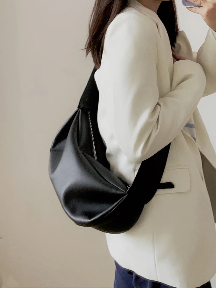 Grand sac banane cuir femme