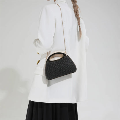 sac à main luxe pochette soirée femme MOODS – pochette de soirée en paille tricotée de couleur arc-en-ciel pour femmes, sacs à main de luxe de créateur avec chaîne dorée, pour mariage, dîner, fête