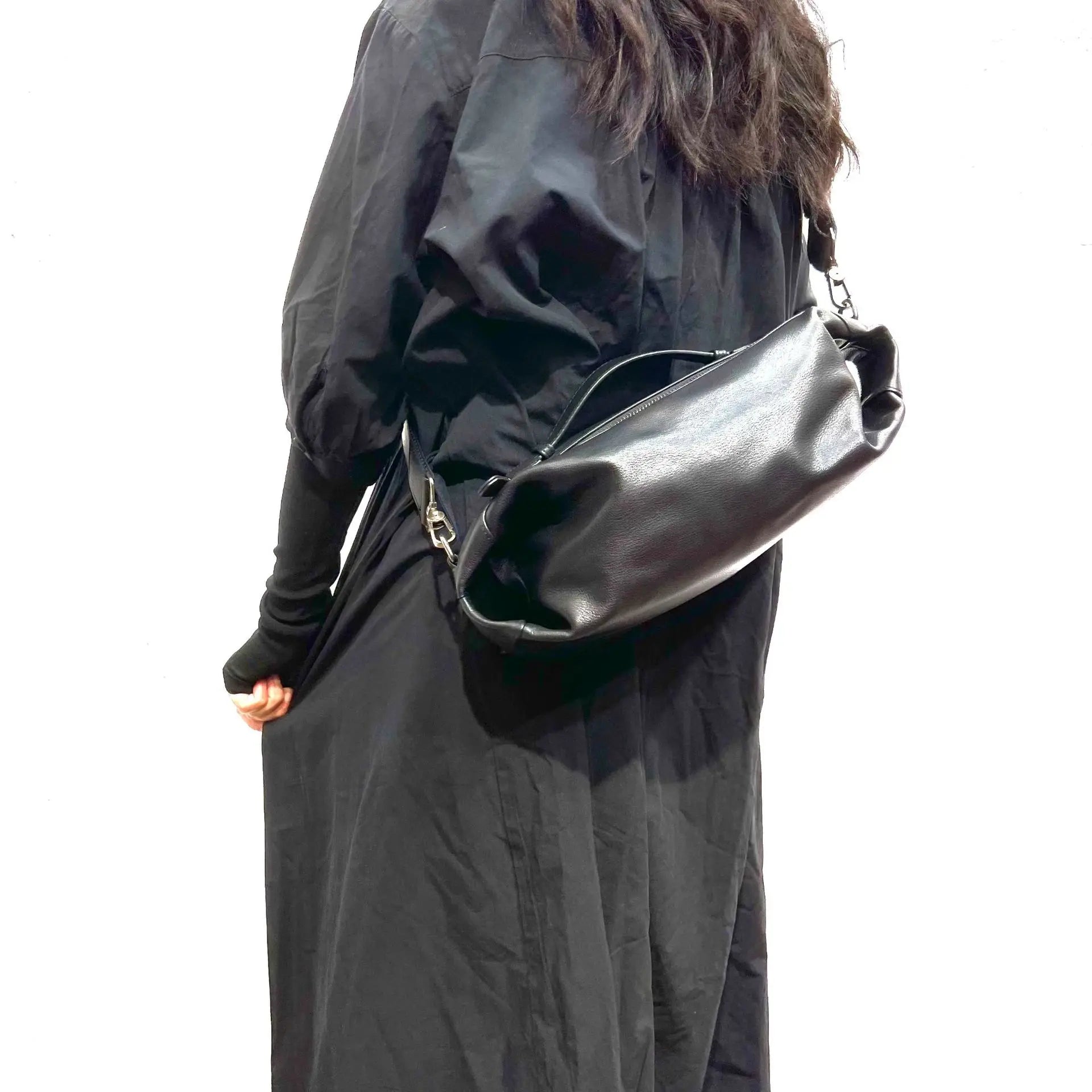 Sac banane cuir noir