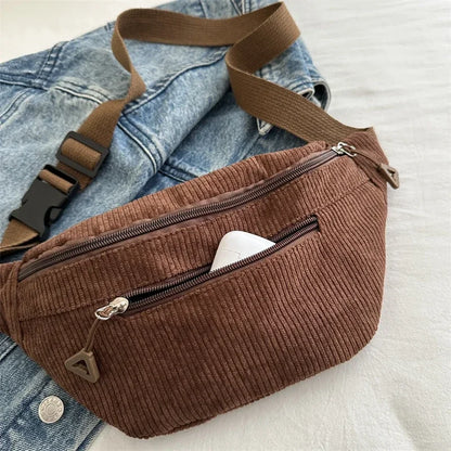 Sac banane femme velours côtelé