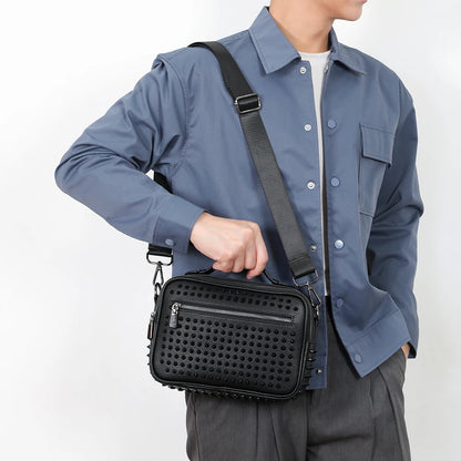 Vintage Rivet Design hommes sacs Sac à bandoulière de haute qualité en cuir PU voyage hommes Sac à bandoulière Style d'affaires hommes Sac à main sacs Sac