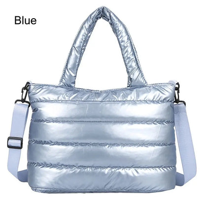 Sac fourre-tout bouffant pour femmes, sac à main bouffant matelassé léger en coton rembourré, sac à bandoulière rembourré en duv