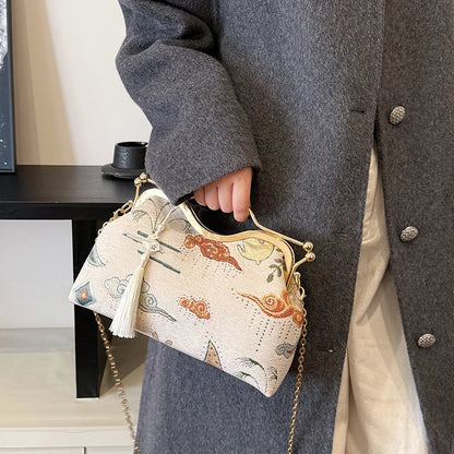 JOinitied-Pochette à franges vintage pour femme, sac à main de luxe, sacs à bandoulière, sac à main de soirée, mariée, mariage, mode