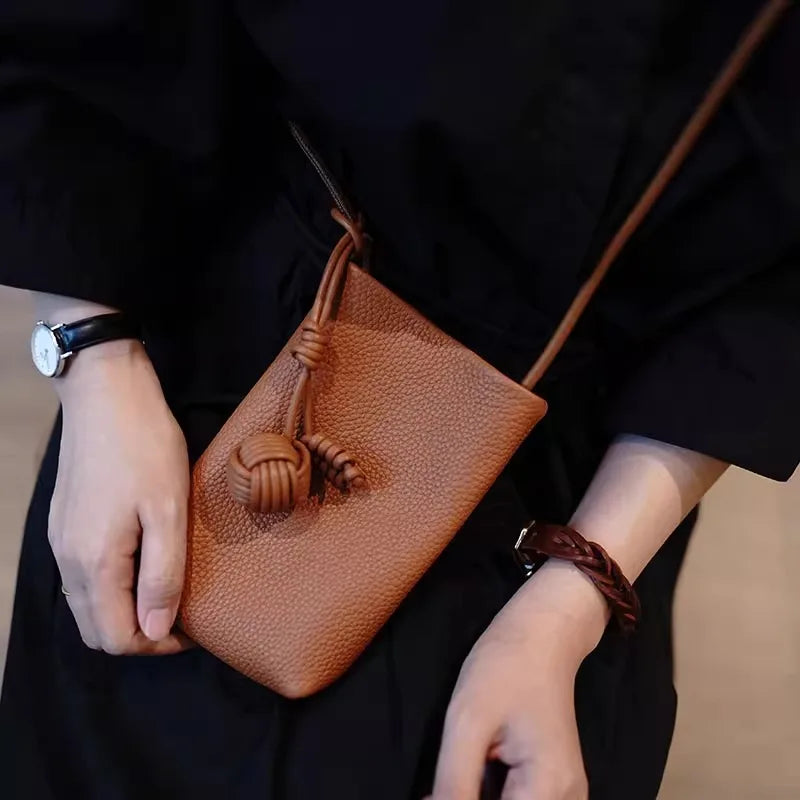 Sac à bandoulière en cuir pour femmes, 1 pièce, Design boule tissée minimaliste, cuir souple, sangle amovible, sac à main à fermeture magnétique
