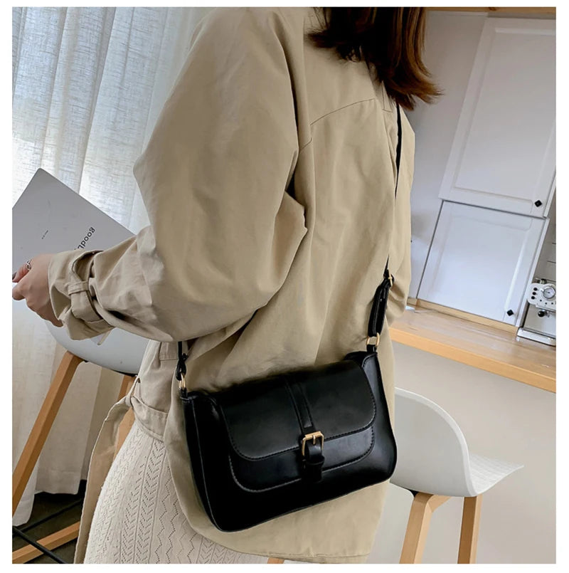 Sacs à bandoulière Vintage en cuir PU pour femmes, sacs à main tendance et bourse rétro, petit sac messager féminin