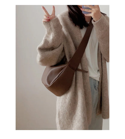 Grand sac banane cuir femme