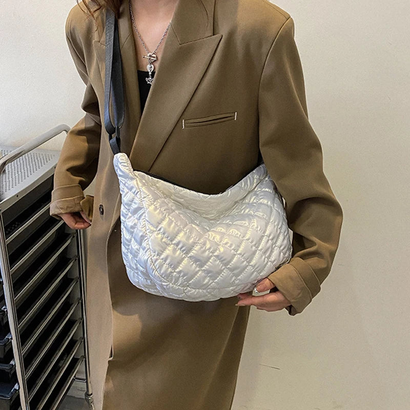 Sac à Main Vintage en Nylon pour Femme, Sous les Bras, Décontracté, Imperméable, Hobo, Matelassé, en Coton