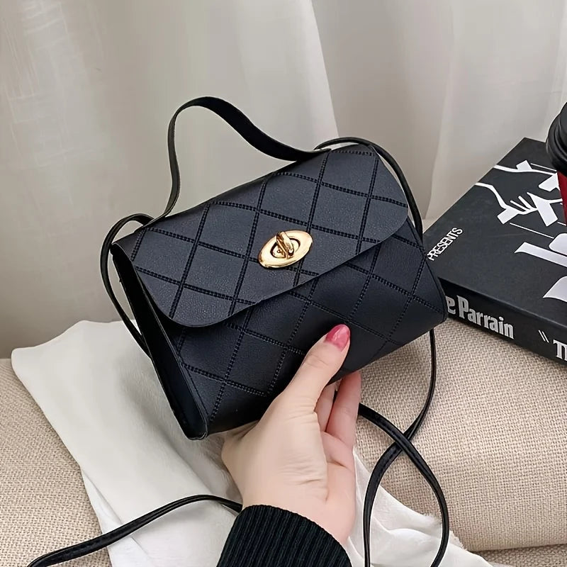 Sac carré matelassé en diamant de Style coréen pour femmes, sac à bandoulière tendance avec poignée supérieure, sac à main sous les bras avec chaîne