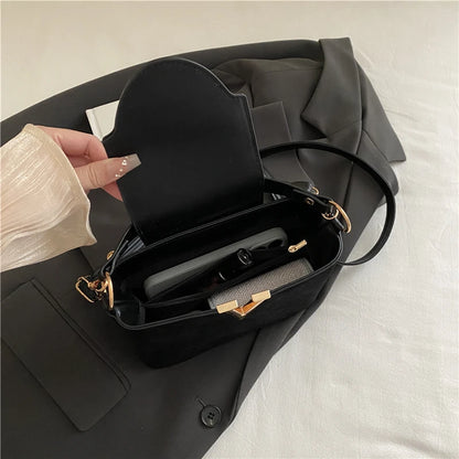 Mini sac en daim à la mode pour femmes, sac fourre-tout en fausse daim, sac à main décoratif avec boucle de verrouillage, sacs à bandoulière