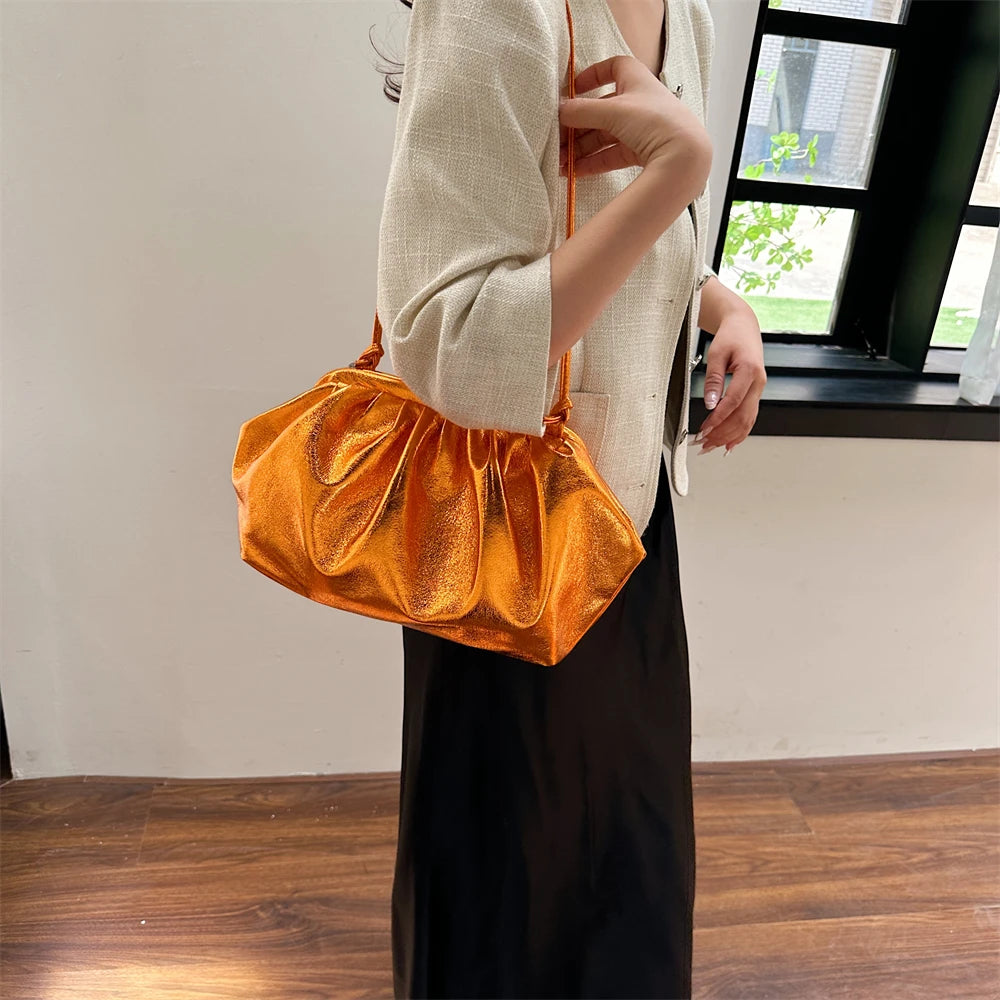 MOODS-Pochettes de soirée dorées pour femmes, sac à bandoulière, sac nuage, sacs à main de créateurs de luxe, fête de mariage, nouveau, 2024