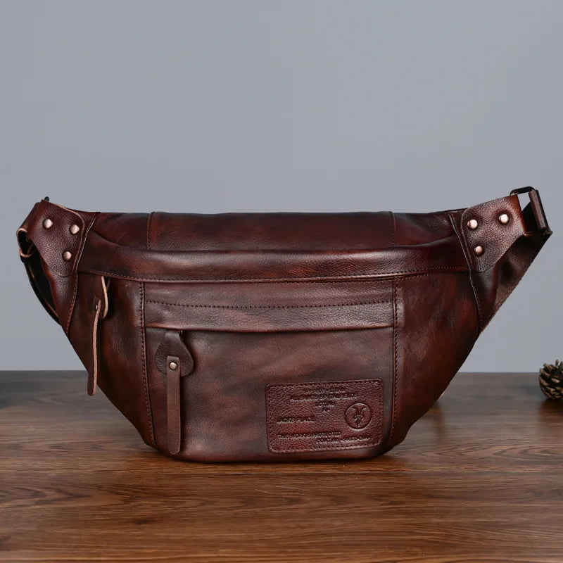 Grand sac banane cuir