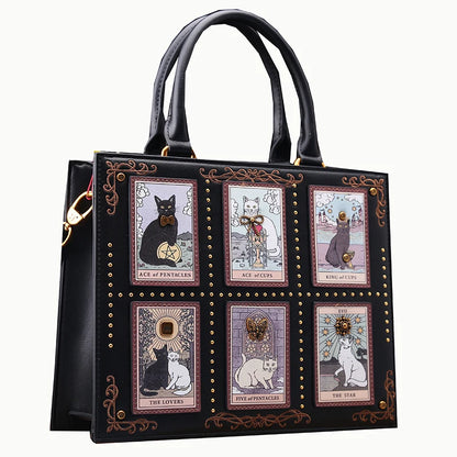 Sac de créateur vintage et de luxe avec broderie délicate impression de chat sac fourre-tout populaire et à la mode pour femmes de grande capacité