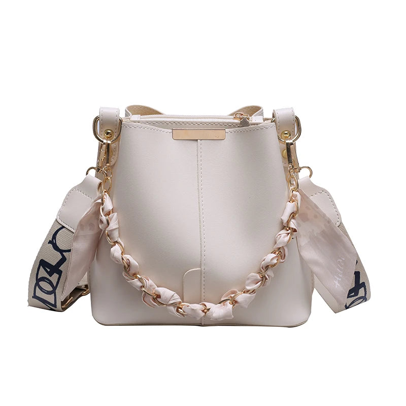 sac de luxe femme sac luxe célèbre marque Sacs à main et bourses pour femmes, en seau, marque, décor écharpe en soie Pure, sangle Large, sac à bandoulière de grande capacité, nouvelle collection, 2022